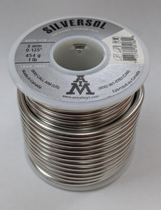 目的Silversol Silver-Bearing无铅焊锡丝,0.125”直径,1磅线轴上
