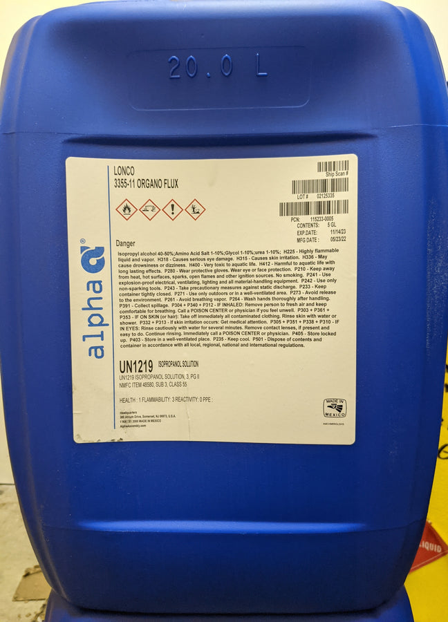 阿尔法115233 - 0005,3355 - 11 Organo-Flux水溶性焊剂- 5加仑桶